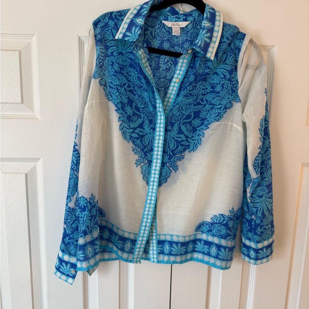Lilly Pulitzer Vibrant Blue Floral Shirt